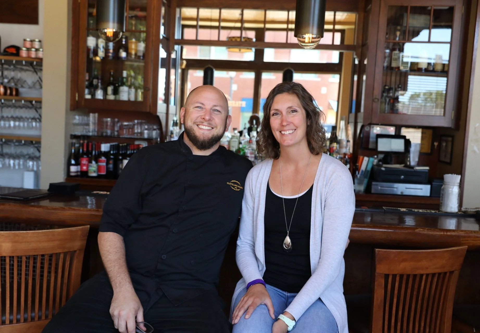 Evan and Gina Buchholz at the bar